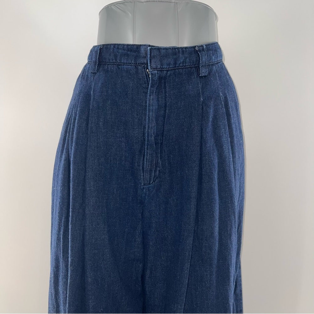 Anthropologie Maeve Denim Wide Leg Pleated Front Denim Jeans w/3 Pockets-Siz 32P - Picture 2 of 10